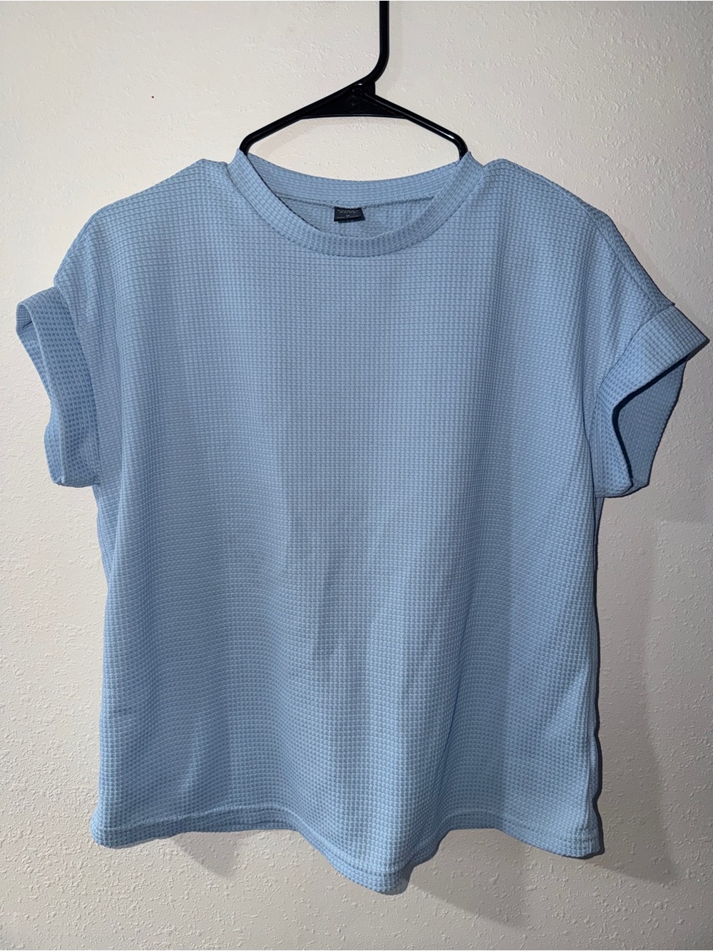 Relaxed Waffle Knit Tee in Light Blue - Women